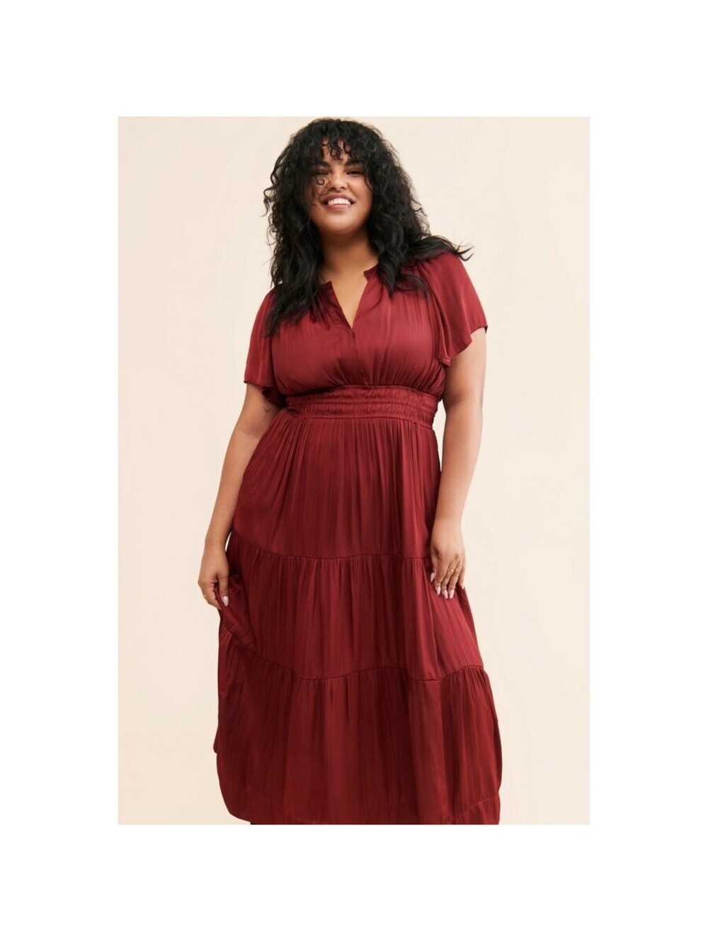 Anthropologie The Somerset Maxi Dress NWT 1X Wine Red